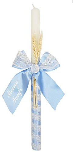Der Taufkerzen - Kerzenlicht bestickt - Verziertes Taufkerzen - Paris Modellen - Hellblau - Nenel