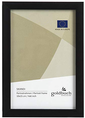 goldbuch Bilderrahmen Skandi 10x15 cm, Einzelrahmen aus Echt Holz, Portraitrahmen zum Stellen, Holzrahmen mit Wandhalterung, Foto Rahmen, Frame schwarz, 90 0892