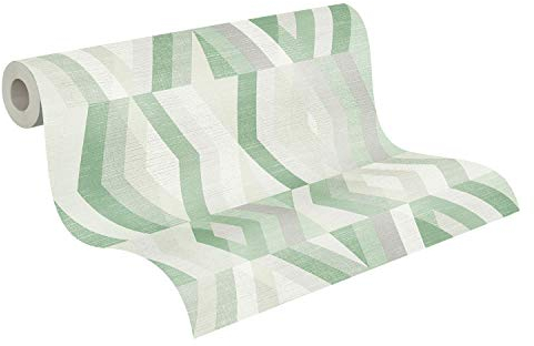 A.S. Création Vliestapete Geo Nordic geometrische Tapete 10,05 m x 0,53 m grün grau 375335 37533-5