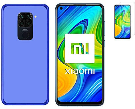 Todobarato24h Funda Compatible con Xiaomi Redmi Note 9 (6.53) Azul TPU Lisa Silicona + Protector Cristal Templado