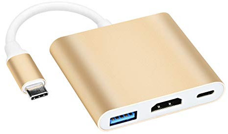 COVVY USB-C to HDMI Adapter USB C Charging Port Converter Adapter USB C Hub Compatible with Chromebook/Samsung Galaxy S8/S9, MacBook Air, iPad Pro 2020,Dell XPS 13/15 and More (Gold)