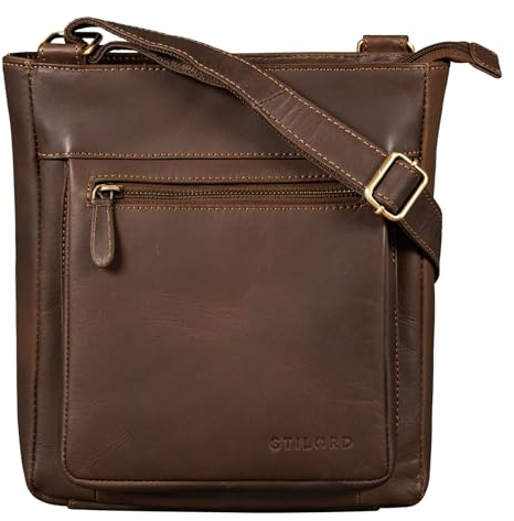 STILORD 'Kaja' Vintage Ledertasche Damen Umhängetasche Handtasche Crossbody Bag Elegante Schultertasche Tasche für iPad 9.7 Zoll DIN A5 Echt Leder, Farbe:havanna - braun
