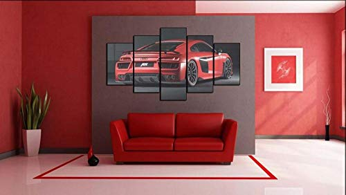 104Tdfc Bilder leinwandbilder 5 teilig Malerei Supersportwagen Audi R8 Wandbild 5 teilig Leinwand Bilder Moderne Wandbilder XXL Wohnzimmer Wohnkultur 150X80Cm Rahmen