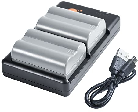EN-EL3E en EL3 Lot de 2 Batteries Rechargeables de Rechange et Chargeur Double Compatible avec Nikon D70 D70s D80 D90 D100 D200 D300 D300s D700 DSRL appareils Photo numériques