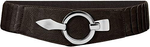 Caspar GU300 Damen elastischer breiter Stretch Taillengürtel, Farbe:dunkelbraun, Gürtelgröße:78 [für Körperumfang 75-90 cm]