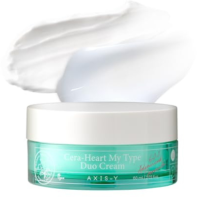 AXIS-Y Cera-Heart Duo-Gesichtscreme 60ml - Heartleaf & Ceramid gegen Rötungen & Feuchtigkeits-Barriere-Reparatur - Vegane Koreanische Hautpflege Feuchtigkeitscreme