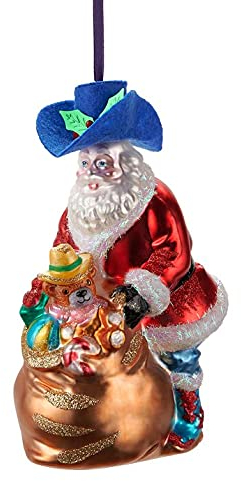 Gift Company Christbaumschmuck Weihnachtsdeko Tannenbaumschmuck X-Mas Hänger Cowboy Santa mit Geschenk