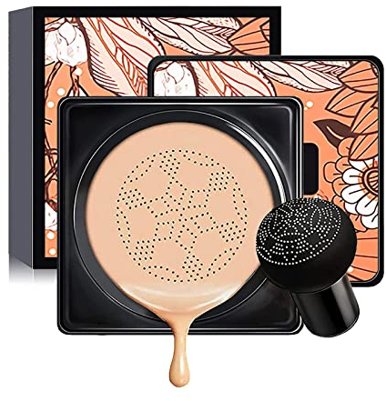 AONAT Pilzkopf Luftkissen cc Creme,lang anhaltende feuchtigkeitsspendende cc Creme,perfekte Concealer cc Creme,effektive aufhellende Foundation Make-up und Pilz Make-up Schwamm (natürliche Farbe)