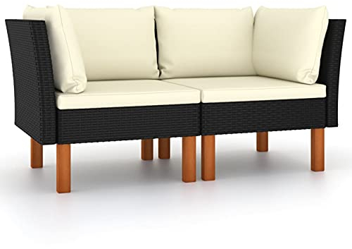 Festnight Balkonmöbel Sofa Balkon Rattan Gartensofa 2-Sitzer Balkonlounge für Keiner Balkon Outdoor Sitzbank Lounge Couch Bank Loungemöbel Sitzgruppe Garten Gartenmöbel