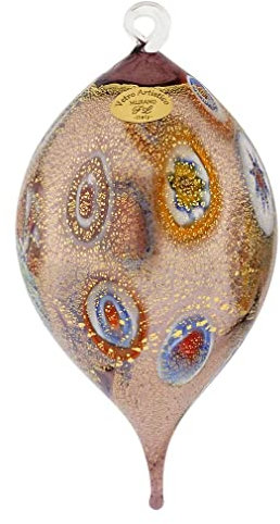 Murano Glas Millefiori Tropfen Weihnachtsschmuck - Lila Gold