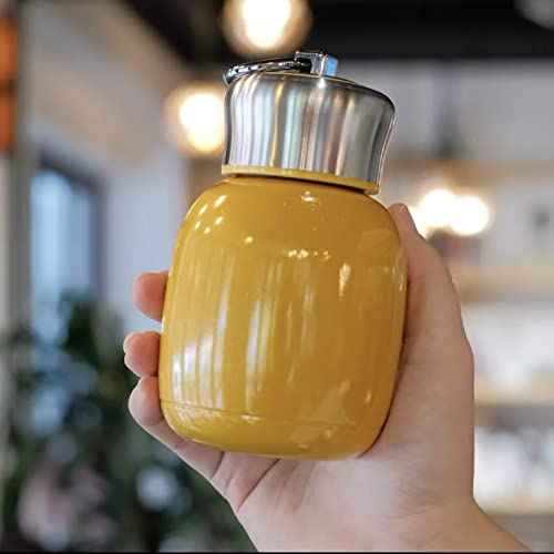 Petite bouteille isotherme en acier inoxydable pour café, jus, lait, eau chaude et froide, pour voyage et maison, 200 ml (orange)