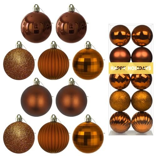 Bronze 6,3 cm Weihnachtskugeln Weihnachtsbaumschmuck Ornamente bruchsicher hängende Kugeln für Geburtstag Halloween Urlaub Hochzeit Dekorationen Set von 10 Stück