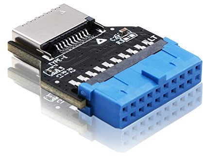 EZDIY-FAB USB 3.0 (USB3.1 Gen 2) Internal Header (19-Pin) to USB 3.1/3.2 Type-C (20-Pin) A-Key Front Panel 180 Degrees Adapter, Extend USB Type E Ports to PCs Front Panel USB Ports