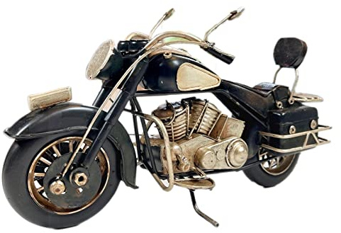 Darthome Black Motorbike Model Metal Chopper Ornament Retro Display Sculpture Home Gift 26cm