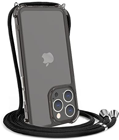CAROKI Upgraded Crossbody Case for iPhone 12 Pro Max, Necklace Mobile Phone Cover with Cord Strap TPU +PC Anti-Scratch Anti-Yellowing Holder with Neck Cord Lanyard Strap Case for iPhone 12 Pro Max