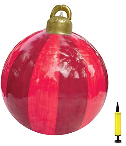 TAIPPAN Aufblasbarer Weihnachtsball Dekor, 60cm Groß Weihnachtskugel, Outdoor Dekor große Weihnachtskugeln Ornamente für Hochzeit Festival Home Decor Hof Rasen Garten Außendekoration, mit Pum