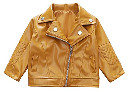 GNGR Outwear - Giacca da neonato, in pelle invernale, per l'autunno, per le ragazze, per bambini, per ragazze, giallo., 18-24 mesi