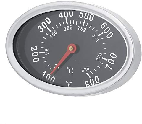 Grillthermometer, BBQ Fleischthermometer, Messen Sie 38 bis 430 Grad Celsius Bratenthermometer Fleisch Temperatur Beständiges Ovales Bimetall für Barbecue Grillthermometer Analog Einbau Gasgrill