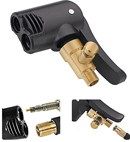 PlandleLee Adaptateur de Valve de Pneu de Voiture, Embout de Gonflage Laiton,Tête de Pompe de Remplacement Filetée avec Double Valve,pour Les Pneus de Voiture, de Vélo et de Moto