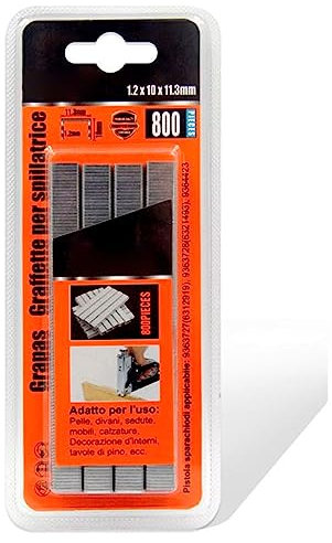 Tradineur - Pack 800 Grapas para grapadoras industriales - Fabricado en hierro - Grapas de 1,2 x 10 x 11,3 mm