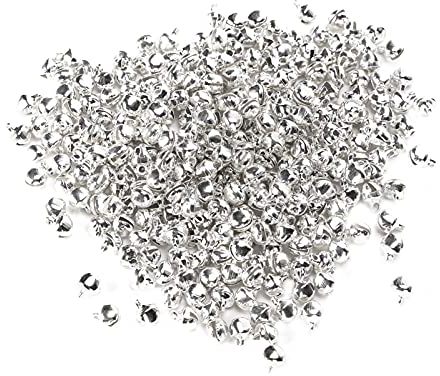BEIJIALY 300 Stück Kleine Glöckchen Zum Basteln, Weihnachts-Glöckchen, DIY-Glocken, Kleine Metall-Bastelglocken, Eisenmaterial, Silber, Mini-Anhänger, Schmuck, Bastelzubehör, 6 Mm