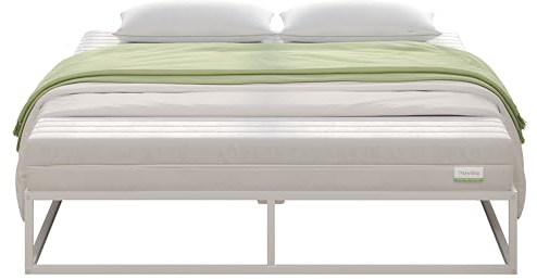 Novilla Bettgestell 120 x 190 cm,Bettrahmen 25 cm Hohe, Bettgestelle mit Lattenrost Holzlattenunterstützung, Stauraum unter dem Bett,Weiß