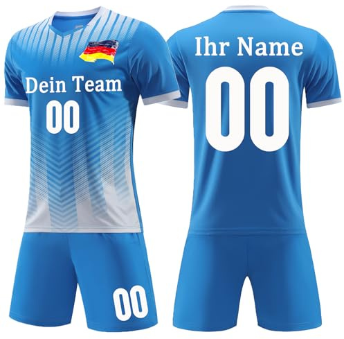 OPUTWDF Trikot Personalisiert Fussball Trikot Jungen Kinder - Fußball Shorts&Trikots mit GRATIS Name Nummer Team Logo Football Trikot