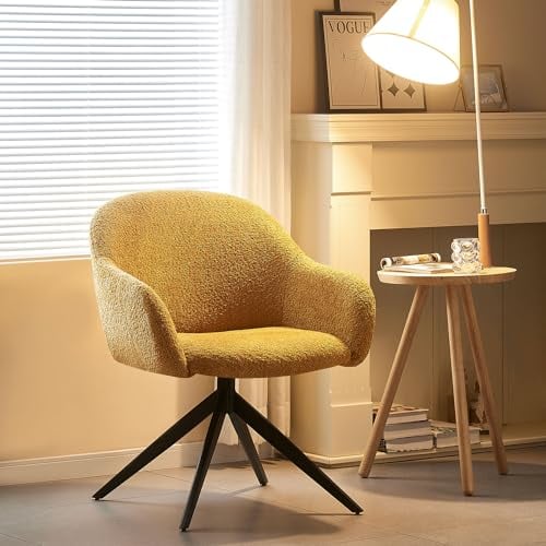B&D home XXL Esszimmerstuhl Lena | Loungesessel & Polsterstuhl mit breiter Sitzfläche | Industrial Design für Wohnzimmer, Schlafzimmer & Esszimmer | Bequem & modern in Gelb, 14502-GELB
