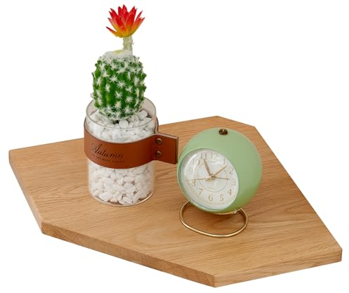 TREOAKWIS Eckregal Hängend, 22CM Eiche Eckregal Wandregal Massiv Holz, Kleines Schwebendes Regale Eckwandregal für Pflanzen Schlafzimmer Wohnzimmer Küche