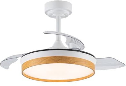 wonderlamp - Ventilador pequeño ø 92cm LED aspas plegables Tamero Mini Haya 46W con Modo luz de noche y CCT 3000-4000-6000K