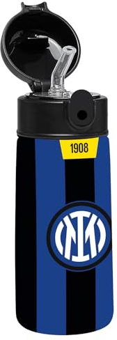 SEVEN Gourde F.C. Inter Football Noir Bleu, Bouteille Thermique en Acier Inoxydable Intérieur Extérieur, Maintien Température jusqu'à 24 h, Gourde École Enfant - Bouteille Thermique