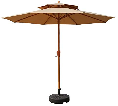 YUZHEDM Sonnenschirm für den Garten, Terrassenschirm, Sonnenschirm für den Außenbereich, doppellagiger Grill-Tischschirm/große Marktschirme mit 8 Rippen und Verstellbarer Kurbel, 2,7 m/9 Fuß
