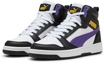 PUMA Mixte Enfant Rebound V6 Mid Jr, Puma White Team Violet Puma Black, 37 EU