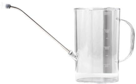 Milageto 1L Gießkanne mit langem Auslauf und abnehmbarem Sprühkopf, kleine Gießkanne für Bonsai-Pflanzen im Garten zu Hause, Transparentes Weiß