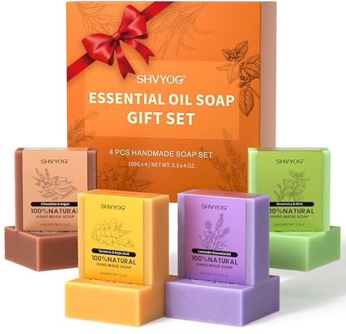 Geschenkset mit natürlicher Seife für Frauen – Handgemachte Seife für Frauen mit ätherischem Premiumöl – Handgemachte, vegane Seife für den Körper, pflanzliches Kaltverfahren