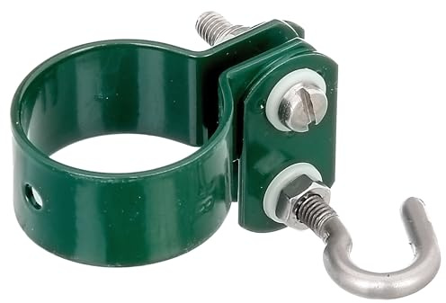 Alberts 859183 Schelle zur zweiseitigen Befestigung von Geflechtspannstäben, Schellen-Ø: 38 mm | verzinkt, grün kunststoffbeschichtet | Schellen-Ø 38 mm | 10er Set