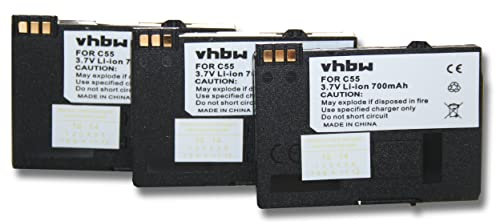 vhbw 3X Akku kompatibel mit Siemens Gigaset SL560, SL565, SL555, SL56, SL74, SL55, SL550 schnurlos Festnetz Telefon (700 mAh, 3,7 V, Li-Ion)