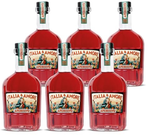 6er-Set Italia & Amore Aperitivo Likör | Der Premium Aperitif aus 100% Natürlichen Zutaten | Handcrafted Genuss für Amore Spritz & mehr | 6 x 700ml | 15% Vol.
