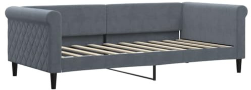 vidaXL Tagesbett, Gästebett ohne Matratze, Bettsofa Schlafsofa für Schlafzimmer Wohnzimmer, Bettgestell Lattenrost Sofa, Modern, Dunkelgrau 90x190cm Samt