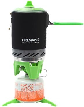 Fire-Maple FMS-X2 Camping Stove Gas System Portable Pot/Jet Burner Outdoor Gas Cooking Essentials Compact Equipment for Hiking Trekking Backpacking Fishing (Green and Black Sleeves)