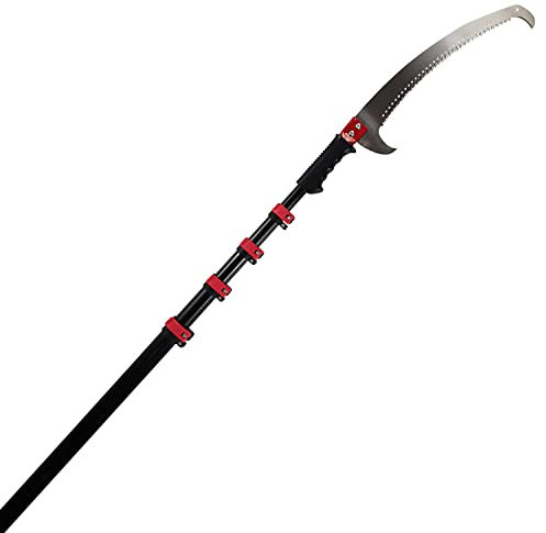 LYDBMYT Tree Branch Cutting Saw,Extending Pruner Telescopic Aluminium Pole Foot Pole Pruning Saw Extendable Limb Saw and Trimmer. 7.2M Extendable Gardening Tool,Red-24FT