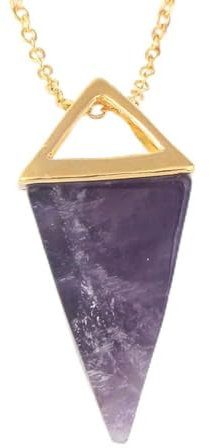 Natural Gem Stone Pendulum Necklace Crystal Quartz Stone Dowsing Pyramid Pendant Necklace Women Men Chakra Jewelry-Rose Quartz Gold