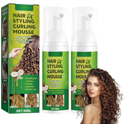 2pcs Hair Styling Curling Mousse, Locken-Styling-Mousse,2pcs*60ml, shampoo | Hair Styling Curling Mousse, Fluffy Curl Styling Mousse, Feuchtigkeitspflege-Schaum Styling Mousse