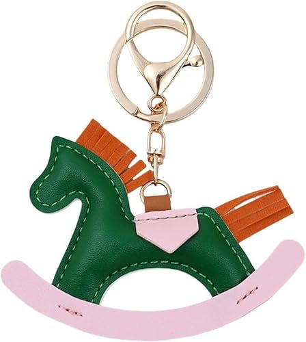TOEECY Schaukelpferd Schlüsselanhänger Kunstleder Taschenanhänger Quaste Dekoration Handtasche Accessoire Damen