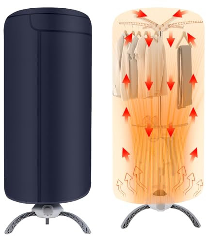 tinysiry Sèche-linge portable, sèche-linge rond 3D amélioré pour sécher rapidement un grand nombre de vêtements et chaussures, une mini machine pliante haut gamme l'appartement RV UE