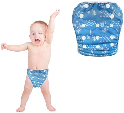 Couches de Bain Lavables Bébé, Ajustable Couche Piscine pour Enfants de 0-2 Ans, Maillot de Bain Réutilisable pour Bébé Fille et Garçon, Pantalon Couche de Natation pour Bebe 3-15kg (C)