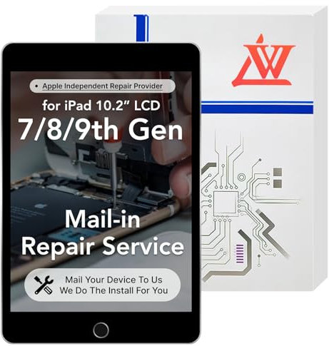 LW Mail-in Repair Service with Original OEM Pull Screen Replacement for iPad 7/8/9th Gen 10.2'' LCD Display Digitizer Touch Assembly A2197 A2198 A2200 A2270 A2428 A2429 A2430 A2602 A2603 A2604 A2605