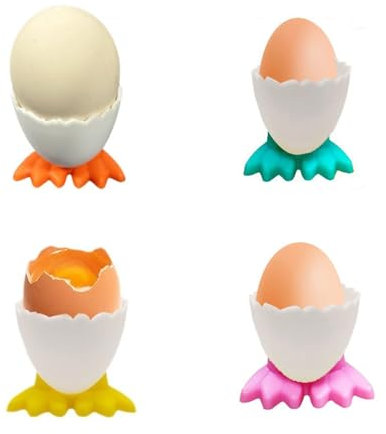 Yonfas 4 Pcs Egg Cup Holders & 1 Egg Bottle Opener Set – Cups for Soft-Boiled Eggs