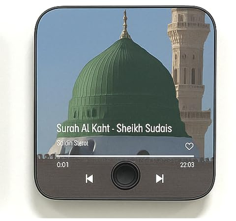 Quran Magnet Speaker – Islamic Fridge Audio Player with Surah Yasin, Mulk, Rahman – USB-C Rechargeable – Preloaded – Ramadan Eid Gift – Magnetic Islamic Reminder (Surah Kahf - Sudais)