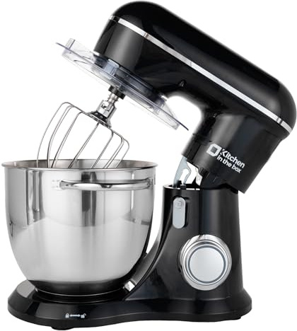 Kitchen in the box 6L Stand Mixer, 10 Speeds Electric Food Mixer for Baking | 1300W Kitchen Mixer for Family Baking, Colorful Design with Dough Hook, Whisk & Beater for Cake, Bread & Pizza Dough (Black)